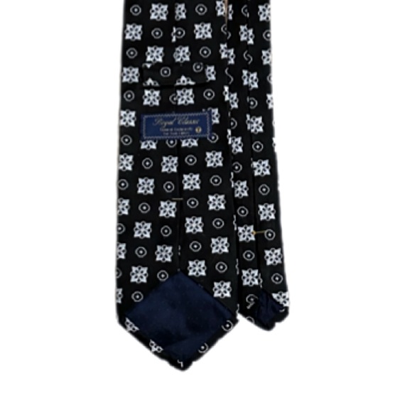 Royal Classic for Tom James Silk Tie Black Silver Tall  64”X 4” - Picture 5 of 9